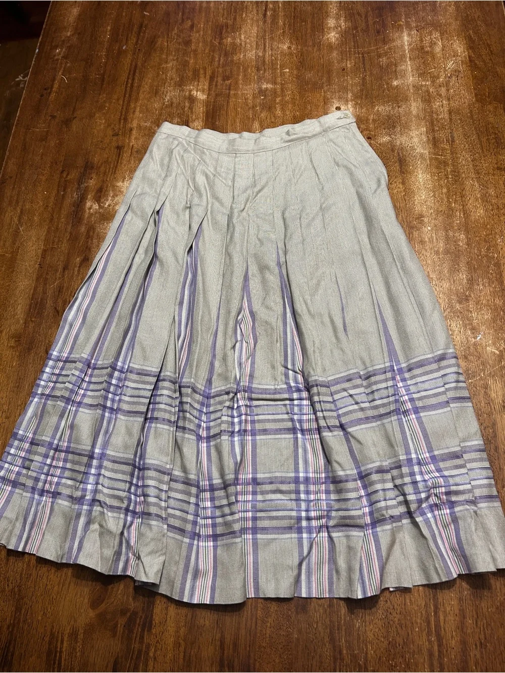 1980s/90s vintage Pendleton pleated purple plaid midi skirt